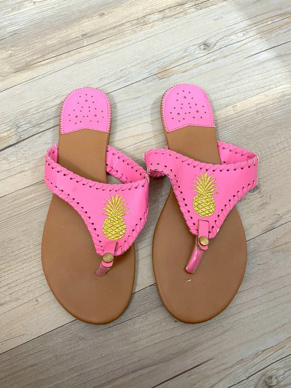 Simply Southern Hot Pink Pineapple Sandals Size 9